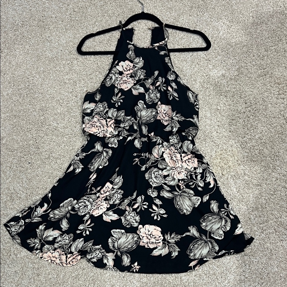 One Clothing Black and Pink Floral Dress